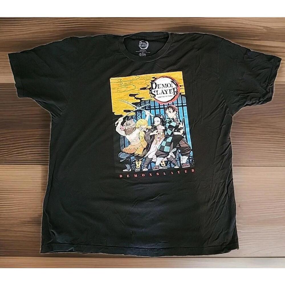 Demon Slayer Graphic ANIME Short Sleeve T-shirt Size XXL Black 100% Cotton